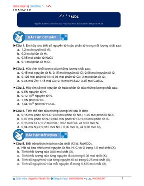 Bài tập Hóa học 8 - Chương 3 Mol - Nguyễn Thành Trí